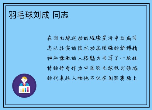 羽毛球刘成 同志